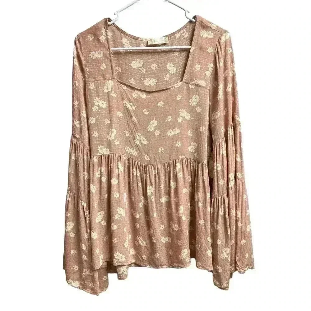 Alter'd State Flared Sleeve Floral Blouse Boho Style Women's Size Medium